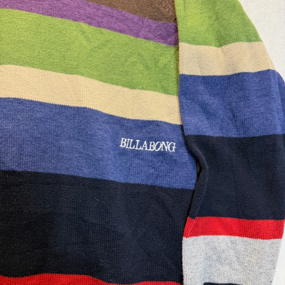 Billabong Sweater Mens Size XL Multicolor Striped Cotton Blend Preppy Rugby Crew - Picture 3 of 9